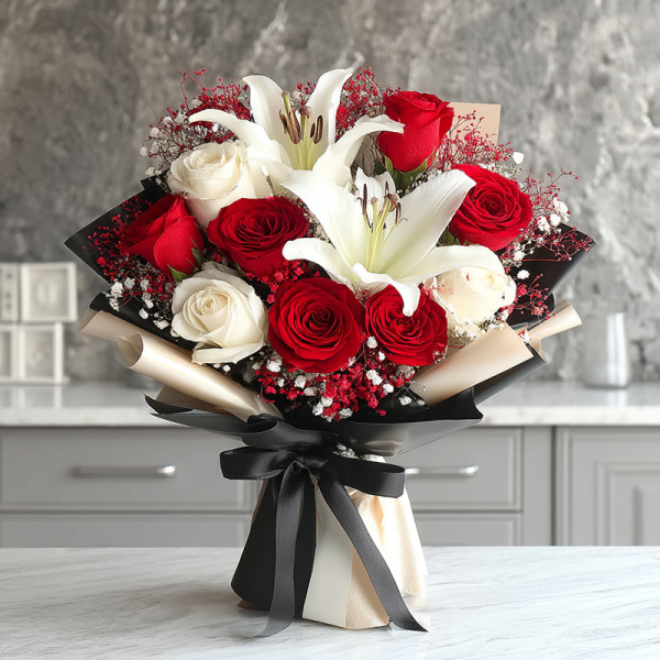 Eternal Whispers — Red Rose and White Lily